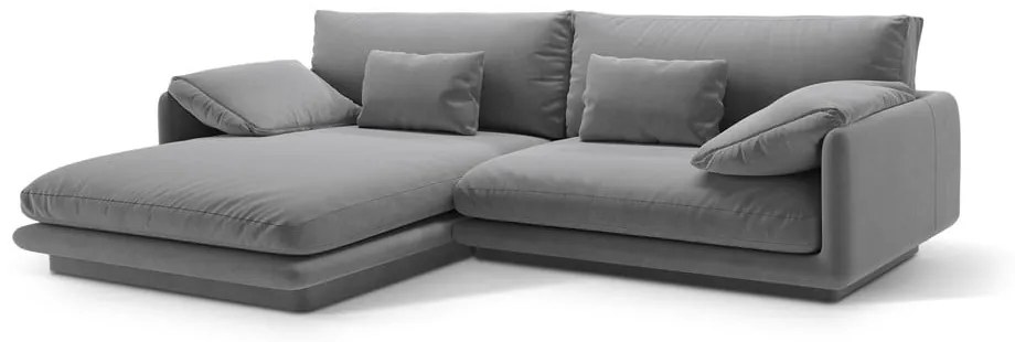 Svetlosivá zamatová rohová pohovka (ľavý roh/s leňoškou) Torino – Micadoni