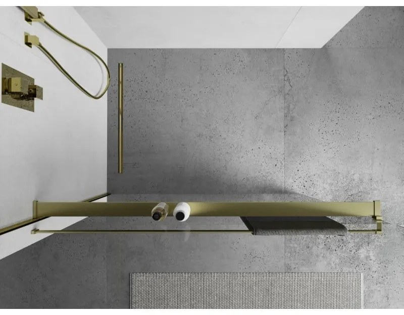 Mexen príslušenstvo, polička/držiak na uteráky pre sprchovú zástenu (max 140cm), zlatá matná, 800-02-55