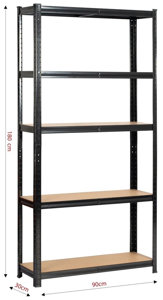 Kovový regál REGMET 90x30x180 cm černý