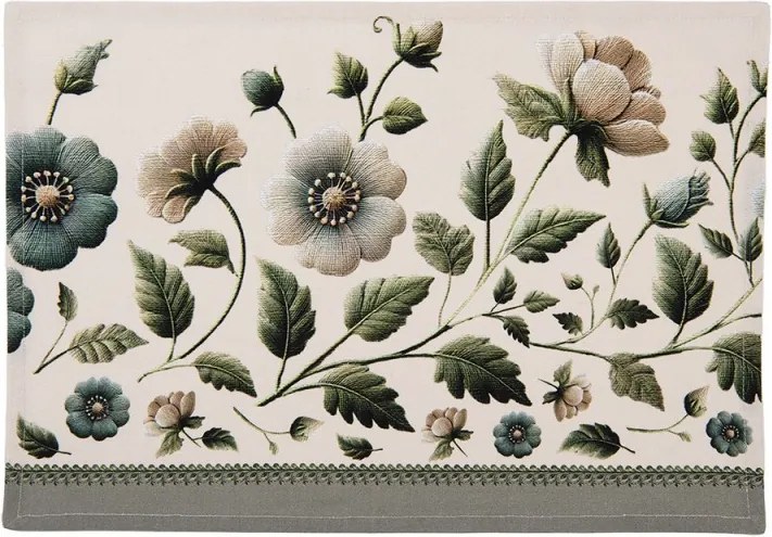 6ks béžové bavlnené prestieranie s kvetmi Gently Blooming - 48*35 cm