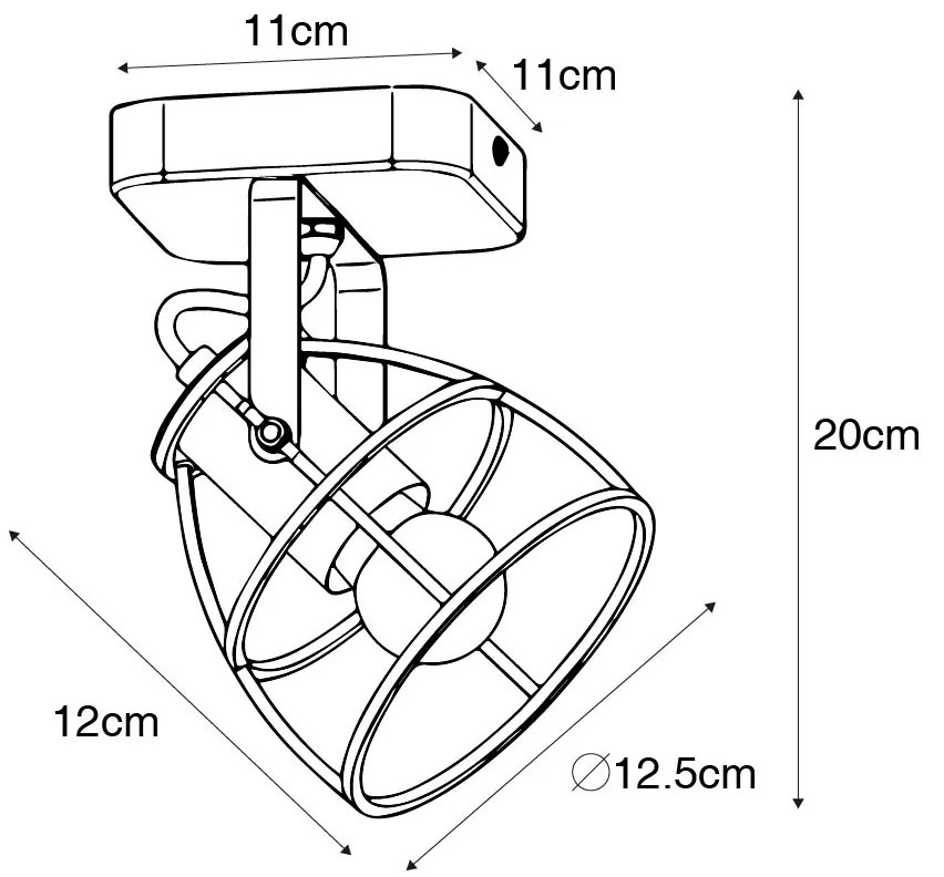 Priemyselný reflektor tmavosivý s dreveným nastaviteľným - Arthur