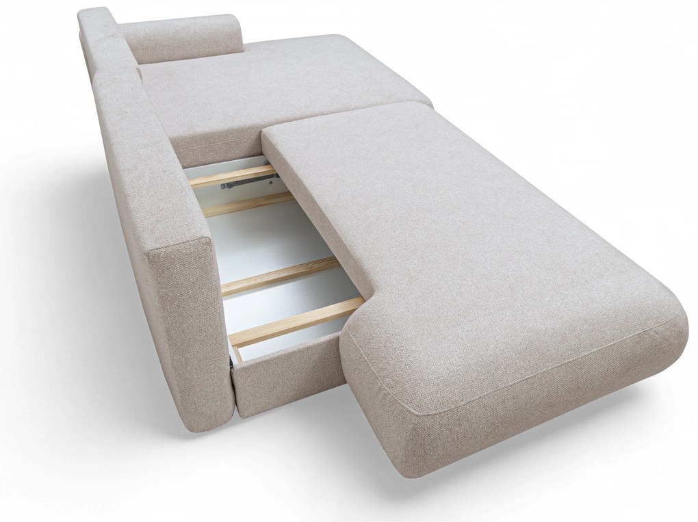 Rohová sedačka Lotulis L II s rozkladom pravostranná - krémová hydrofóbna pletenina Blur 01