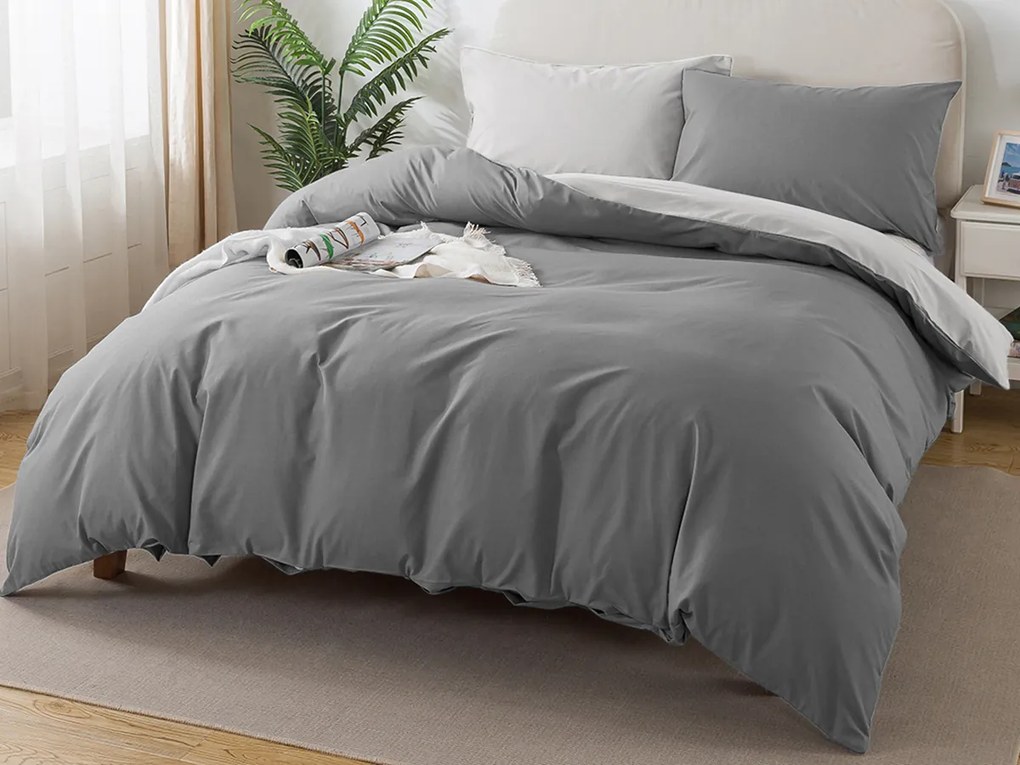 XPOSE® Bavlnené Renforcé obliečky EVITA DUO na dve lôžka - tmavo sivé/svetlo sivé