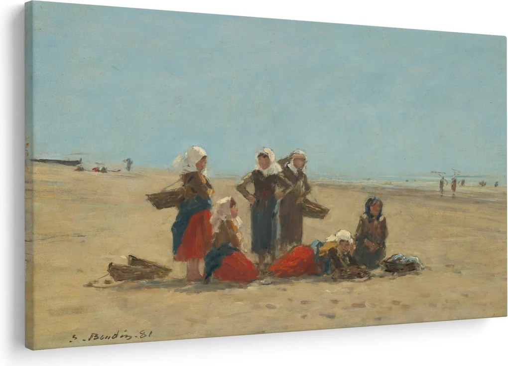 Obraz - Eugène Boudin, Women on the Beach at Berck, reprodukcia (90x60 cm)