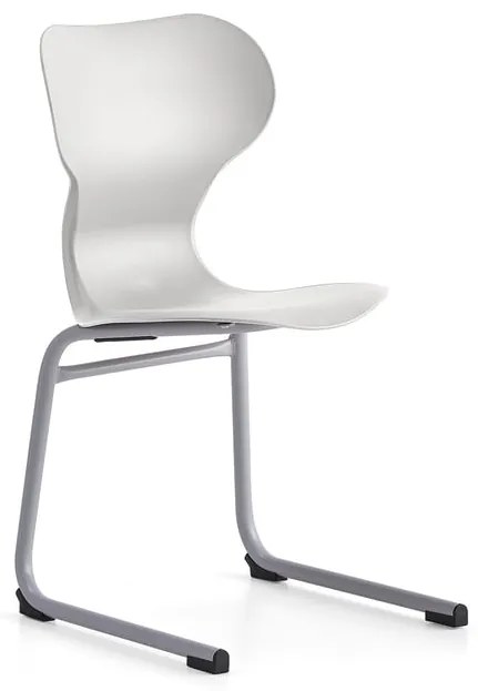 Stolička BRIAN, s klzákmi, strieborná/svetlošedá