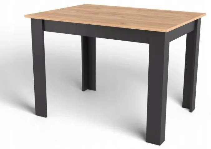 Čierny jedálenský stôl s doskou v dekore dub zlatý craft 120x80