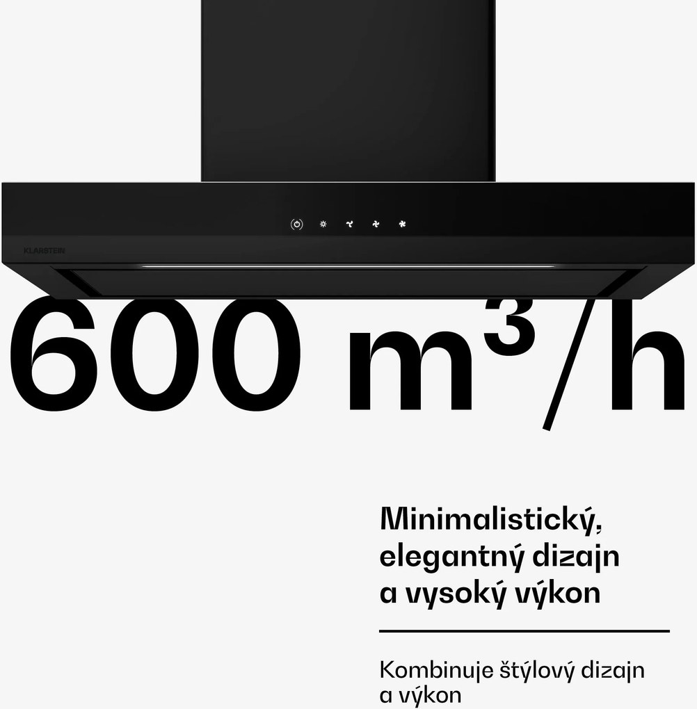 Klarstein Velaire odsávač pár | Elegantný, minimalistický, výkonný | Trieda A++ | 600 m³/h | 60 cm
