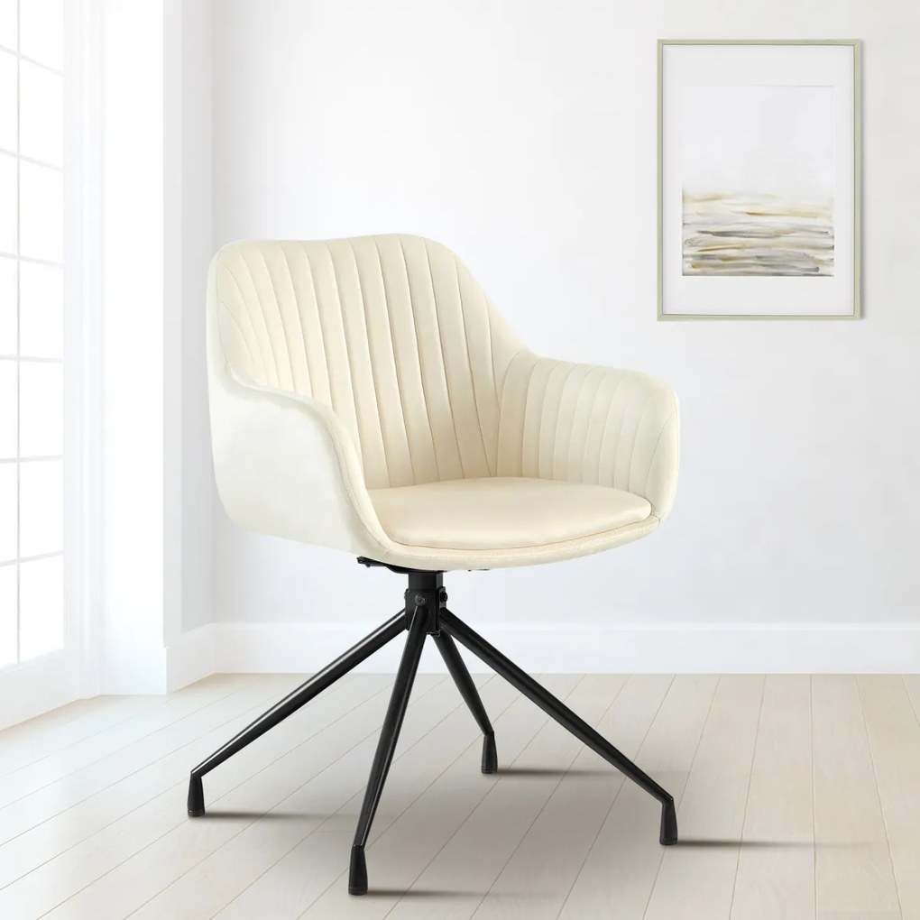 Jedálenská stolička Welby zamat - krémová