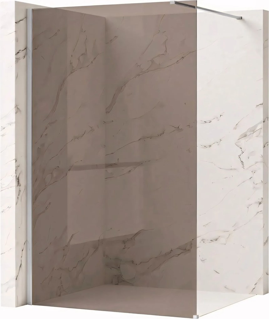 Bezrámová sprchová zastena REA FLEXI 80 cm, chróm/hnedá dymová - bez vaničky