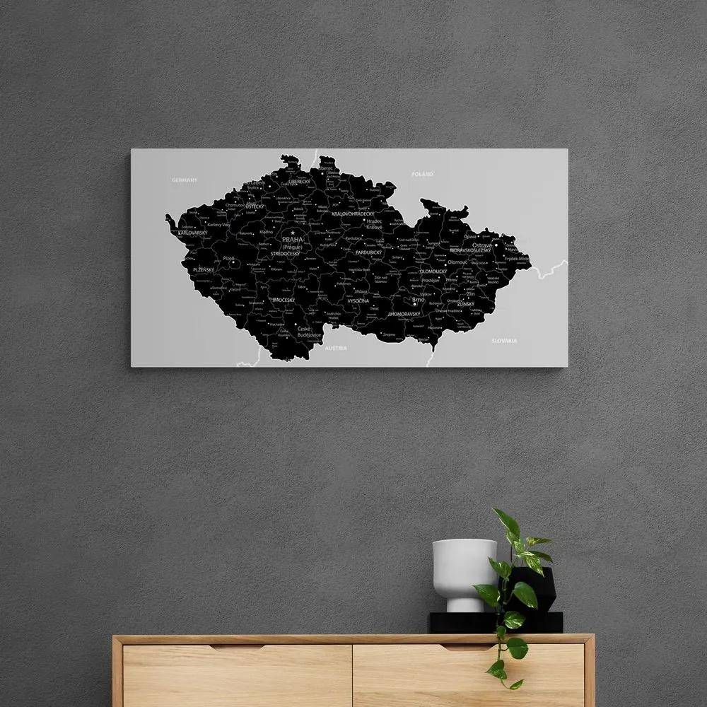 Obraz moderná čierno-šedá mapa Česka - 120x60