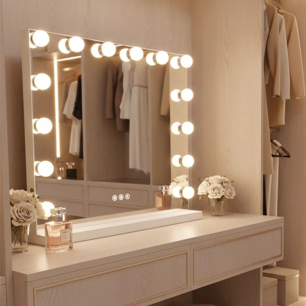 Rea Hollywood, LED zrkadlo, 58x45 cm, biela, HOM-12010