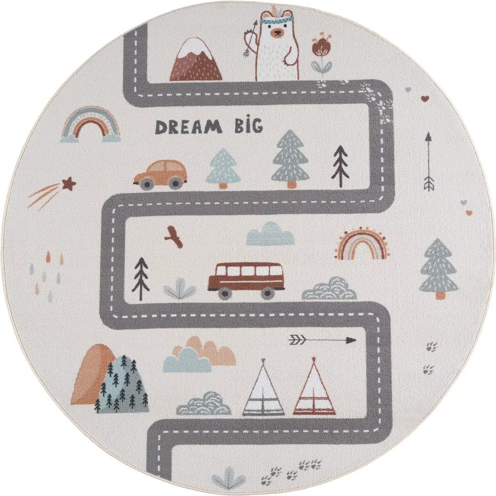 Krémovobiely prateľný detský koberec ø120 cm Coco 1134 – Ayyildiz Carpets