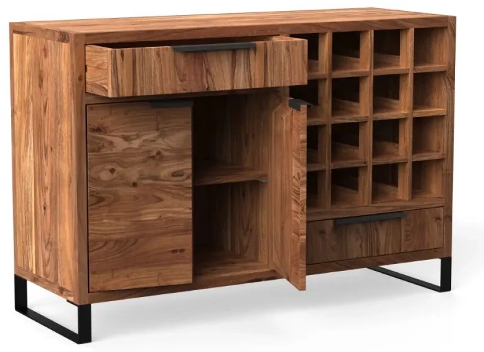 furniture-nabytek.cz - Masívna komoda Sydney z akácie, lakovaná, hnedá – 126×45×84 cm