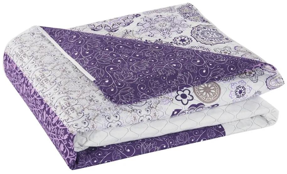 Obojstranný prehoz na posteľ DecoKing Alhambra fialový/biely, velikost 170x210