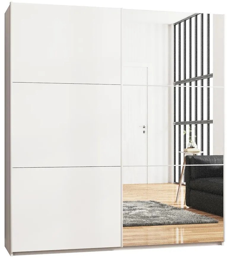 Skriňa Vigo 200 cm biely/zrkadlo