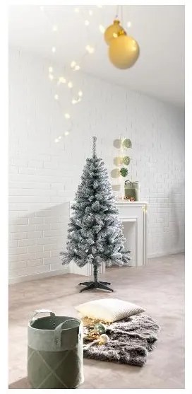 Livarno home Zasnežený umelý vianočný stromček, 150 cm + Farebná svetelná LED reťaz + Ozdoby, červené/zlaté  (800011013)