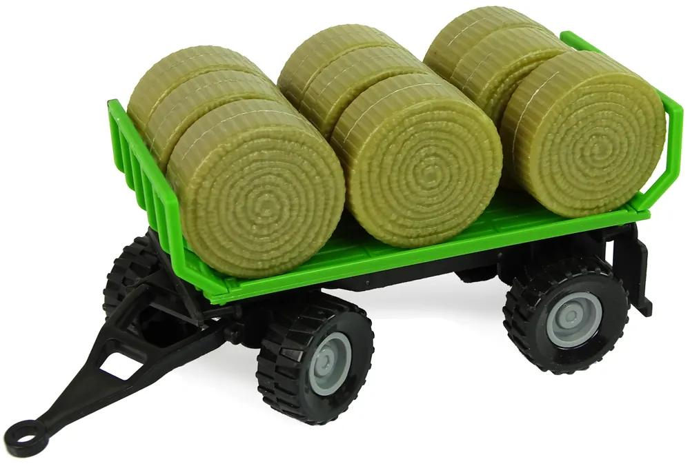 LEAN TOYS Zelený traktor s prívesom so senom