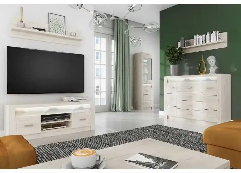 Komoda Indianapolis 108 cm dub remeselný biely