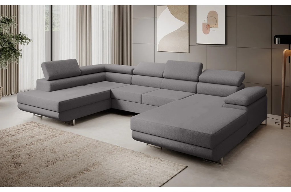 Rohová rozkladacia sedacia súprava U 274 MARYEN Pravá Svetlo hnedá