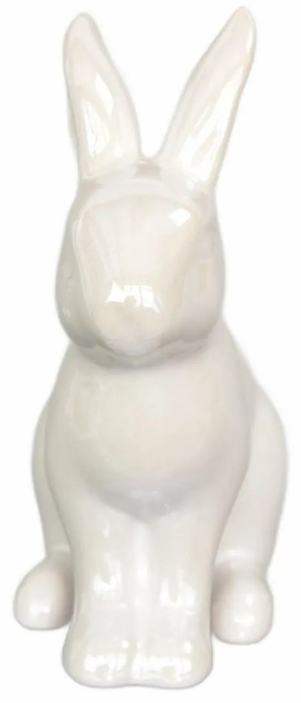 Veľkonočná dekorácia Biely zajac, keramika, 10,2 x 13 x 5,2 cm