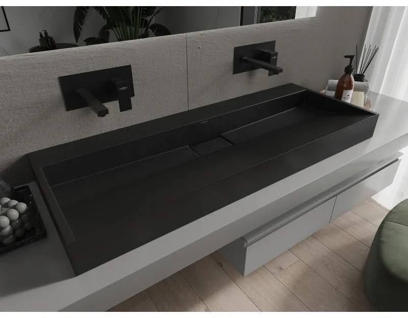 Mexen Ava, umývadlo na dosku z konglomerátu B/O 120 x 46 cm, čierna matná, 23011270