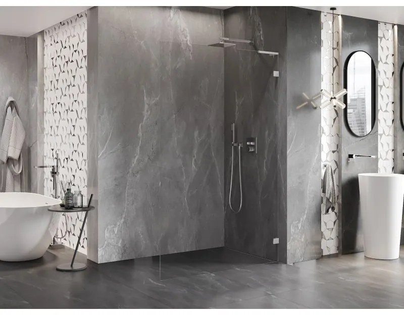 Mexen, Mexen Lunar L sprchová stena pravá 100 x 200 cm, priehľadná 8 mm, chróm - 830L-100-000-01-00-P