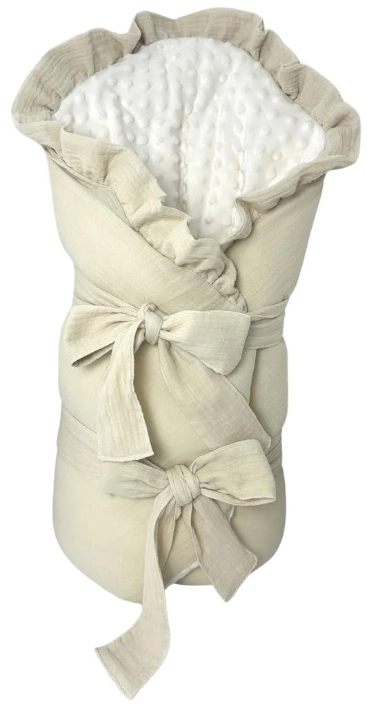 Mušelínová zavinovačka s minky - béžová 73x73 cm