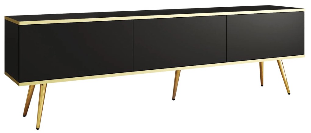 Závesný televízny stolík Oro 175 cm čierny/zlatý