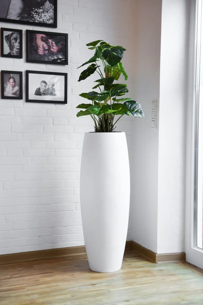 Kvetináč MAGNUM, sklolaminát, výška 100 cm, biely mat