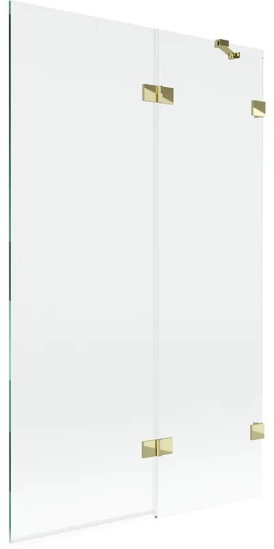 Mexen Lunar, 2-krídlová vaňová zástena pravá 110 x 150 cm, číre sklo, zlatá lesklá, 897-110-100-50-00-P