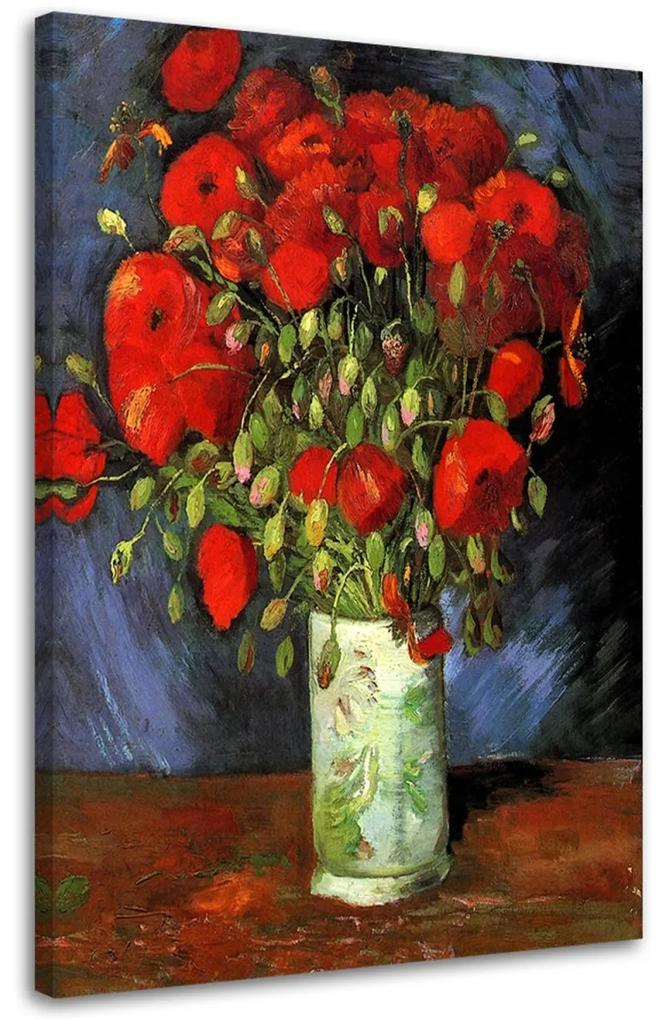 Obraz na plátně Váza s červenými máky Van Gogh - 40x60 cm