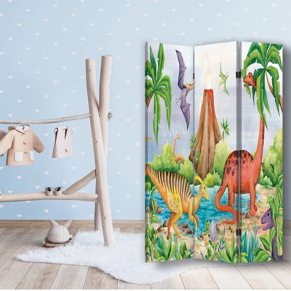 Gario Paraván Dinosaury pri jazere Rozmery: 110 x 170 cm, Prevedenie: Klasický paraván