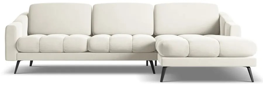 Krémovobiela zamatová rohová pohovka (pravý roh) Nalu – Makamii