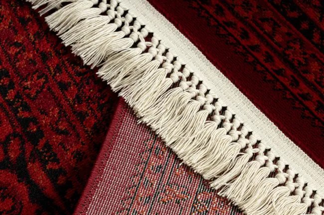 Koberec ORIENT 5365 so strapcami, rám / orientálny, bordový / čierny