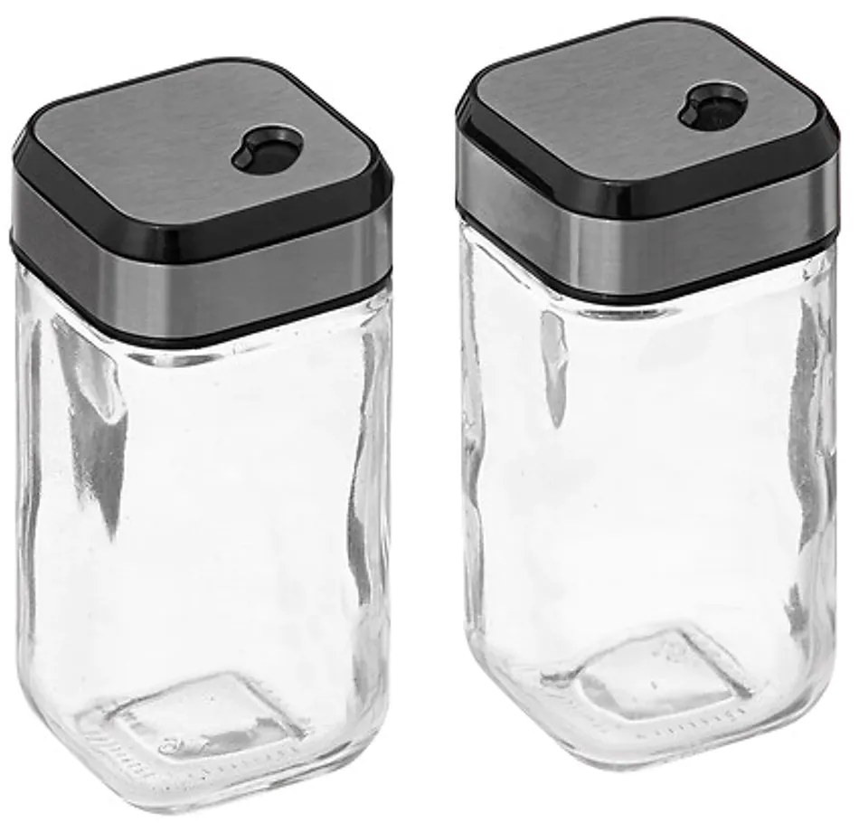 5Five® Hranatá sklenená korenička s multifunkčným nerezovým viečkom INOX, 100ml