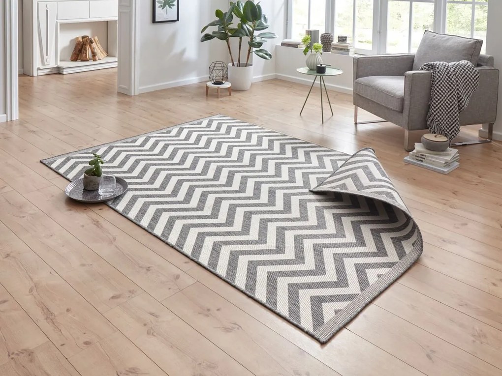 Hanse Home, Kusový koberec Twin Supreme 103432 Palma grey creme – na von aj na doma, 240x340, šedá, chodba / predsieň