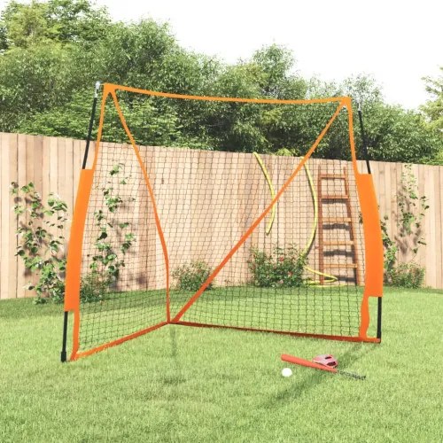 vidaXL Bejzbalová sieť oranžovo-čierna 183x182x183cm oceľ a polyester-