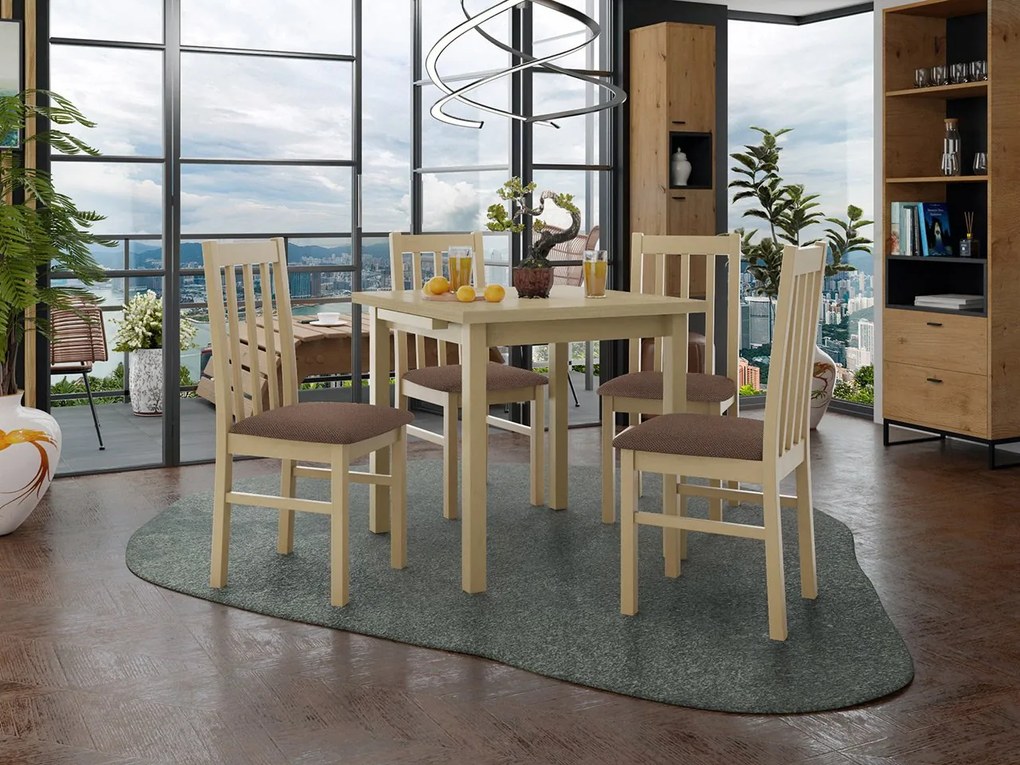 Rozkladací stôl so 4 stoličkami AL14, Morenie: Orech - L, Poťahové látky: 25x - Paros 2