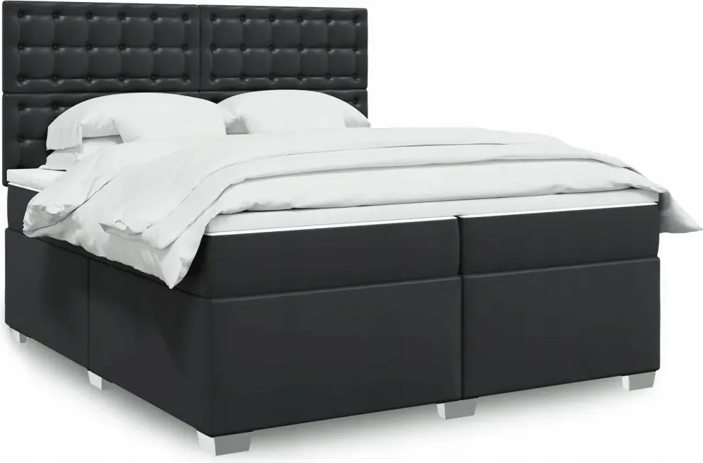 vidaXL Boxspring posteľ s matracom čierna 200x200 cm umelá koža