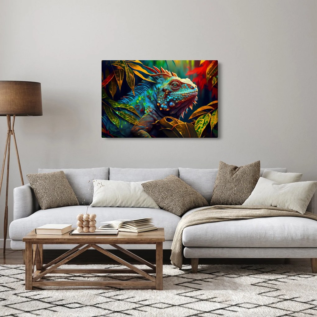 Obraz - Farebný leguán (90x60 cm)