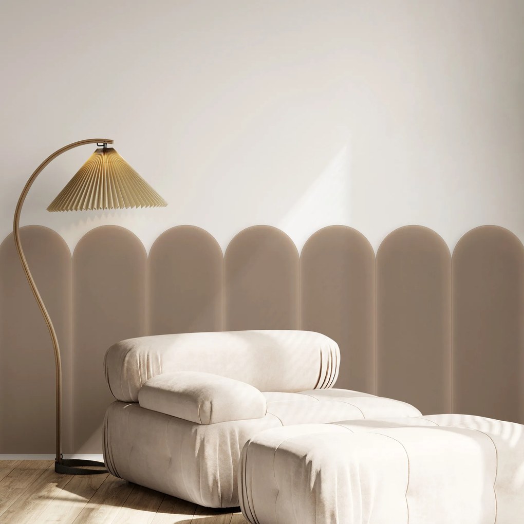 Zamatový čalúnený panel - Oblúk - 20x80cm Farba: Béžová