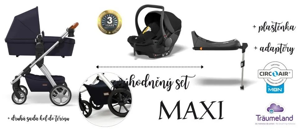 Moon kombinovaný kočík N.ONE 2.0 2022 set MAXI Navy