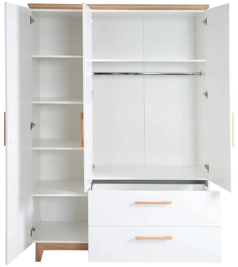 Biela detská šatníková skriňa v dekore duba 135x200 cm Finn – Roba