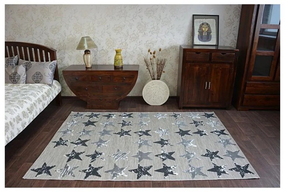 Kusový koberec PP Hviezdy sivý 80x150cm