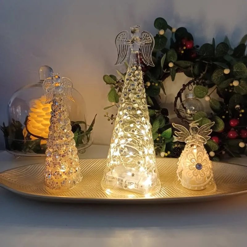 DECOLED Sklenený anjel, 10 x 26 cm