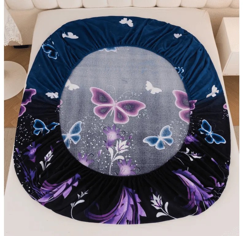 Obliečka mikroplyš VIOLET BUTTERFLY 160x200 cm tmavomodré