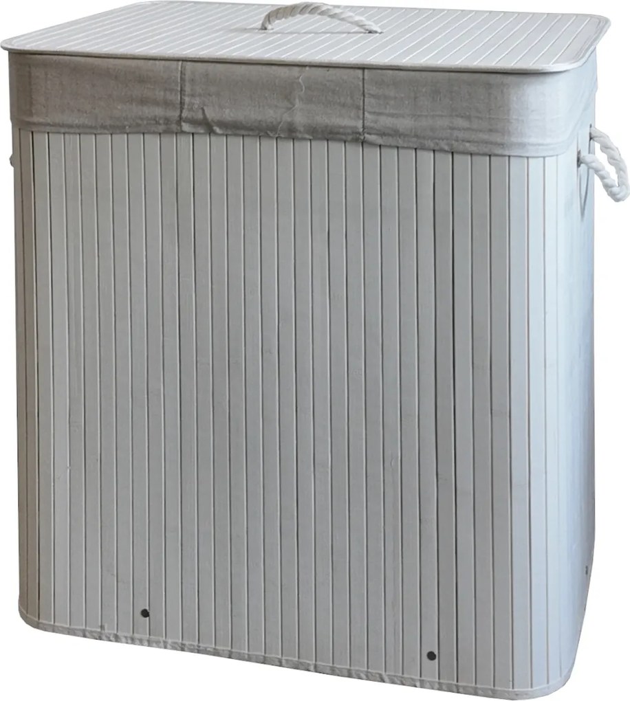 TRENDIE Bambusový kôš na prádlo 150l biely + DARČEK