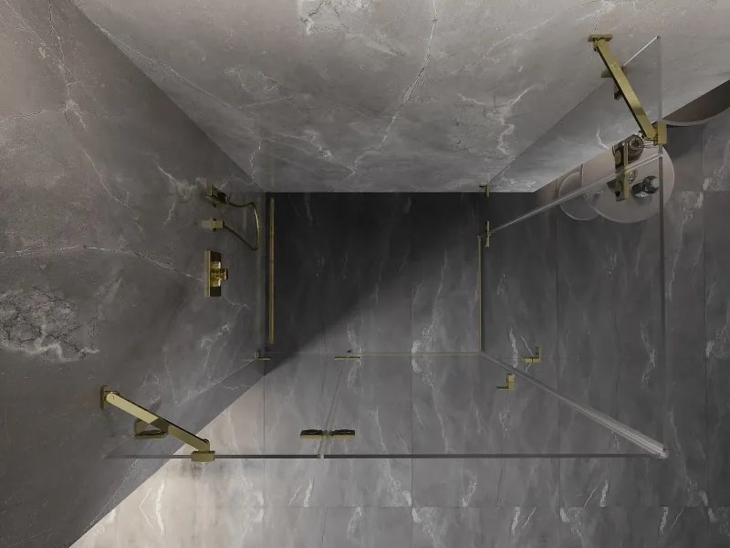 Mexen Lunar Duo, výklopný sprchový kút 115 x 100 cm, 8mm číre sklo, zlatý profil, 834-115L-100P-50-00