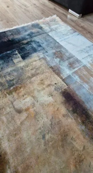 Moderný koberec VELVET WL087 – sivá, hnedá, modrá Rozmer: 120x160 cm
