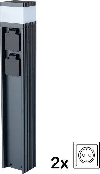 Brilagi -Vonkajšia lampa so 2 zásuvkami SCHUKO PILLAR 1xG9/11W/230V IP44 antracit